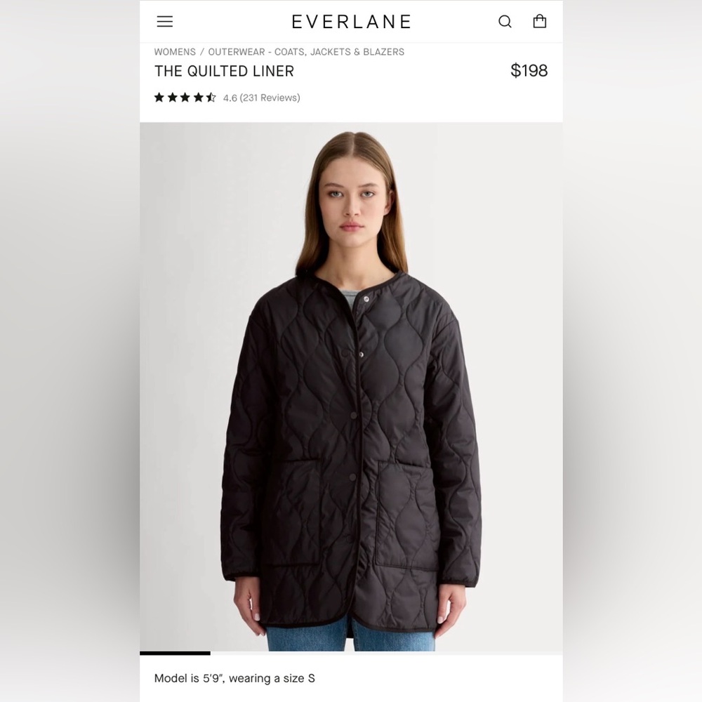 Everlane Women's Quilted Black Utility Jacket